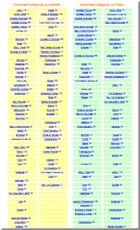 ESL KidStuff's huge list of worksheet topics